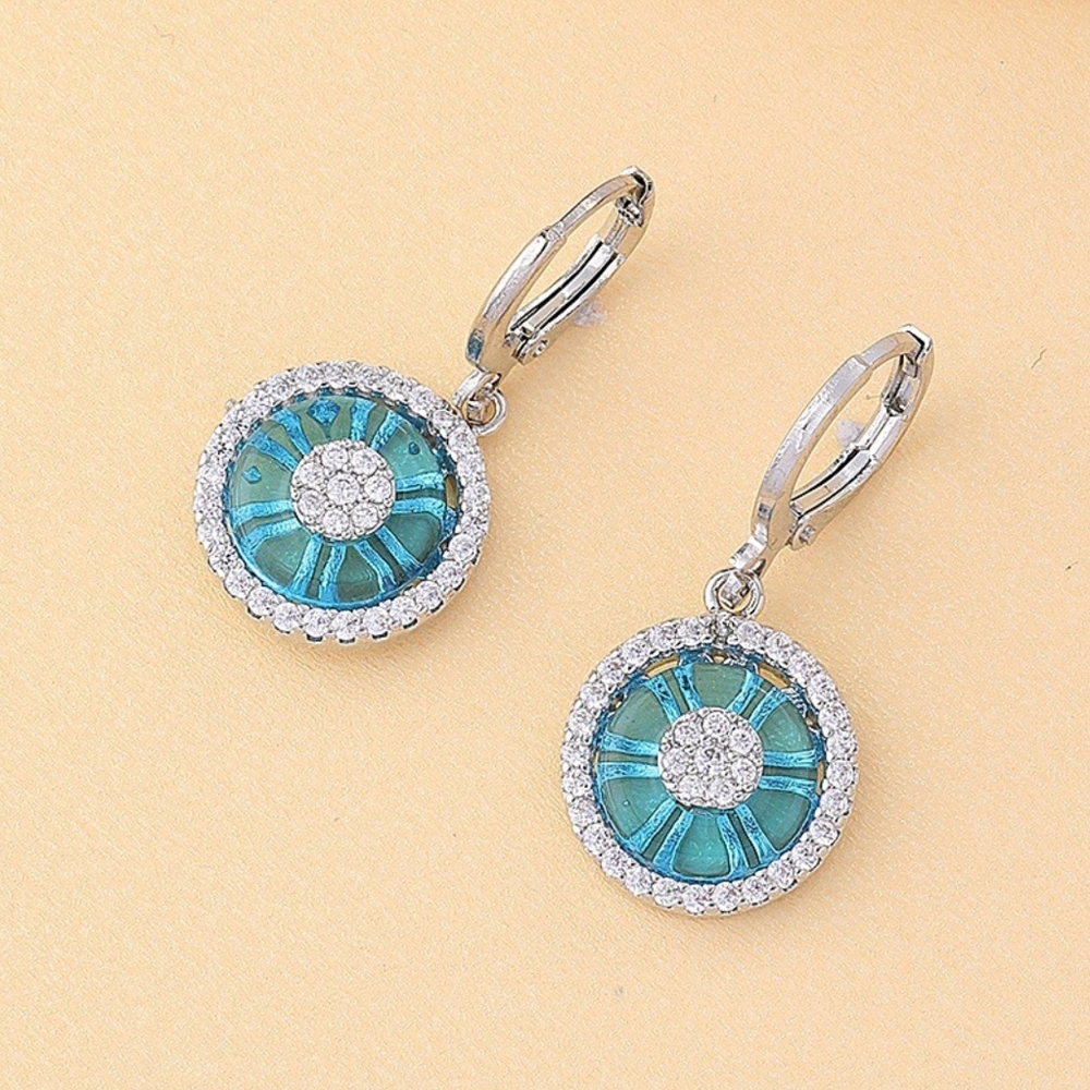 925 Sterling Silver Evil Eye Necklace & Earring Set - Blue Nazar Protection CZ - Picture 2 of 4
